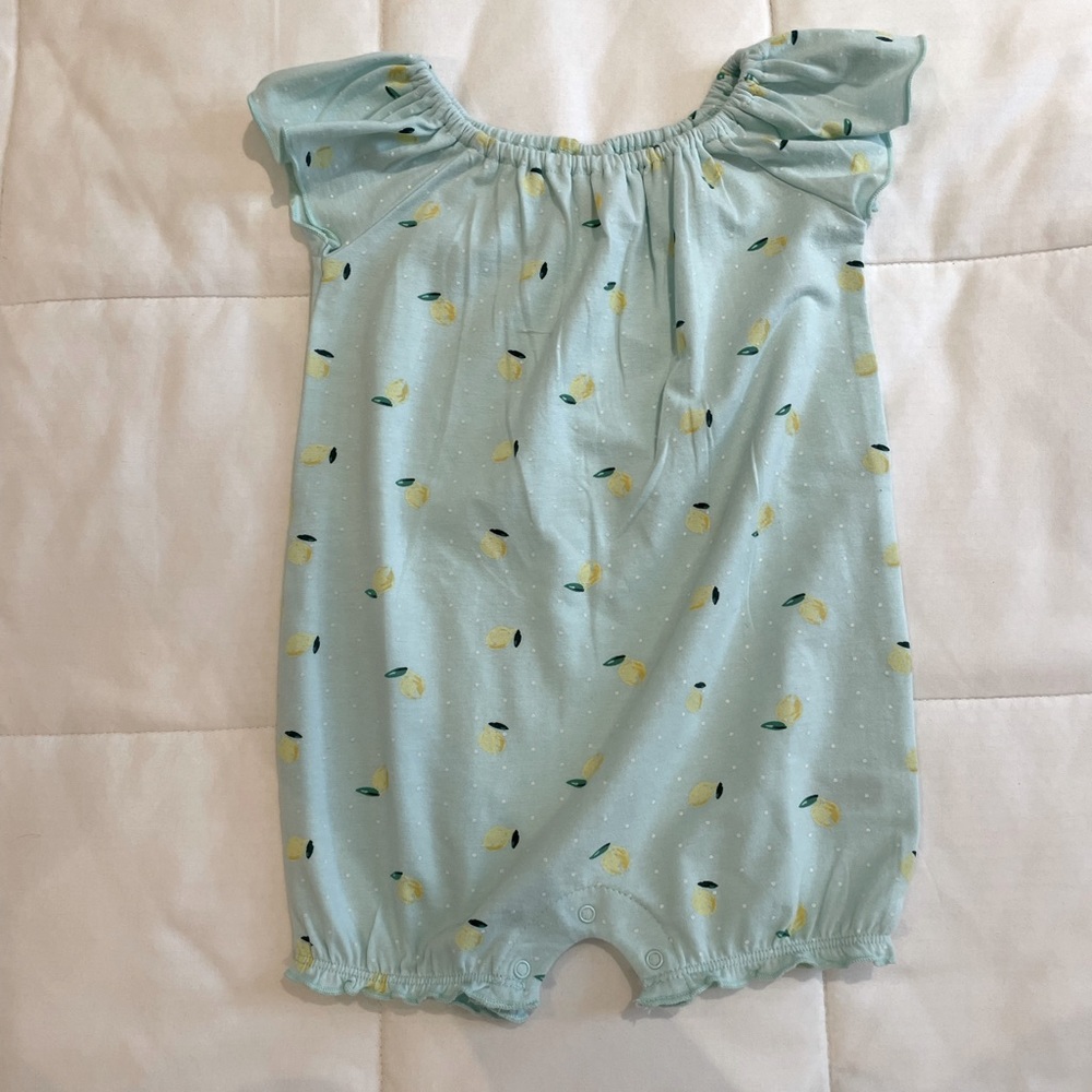 Never Worn! Tucker & Tate lemon romper. Size 3m.